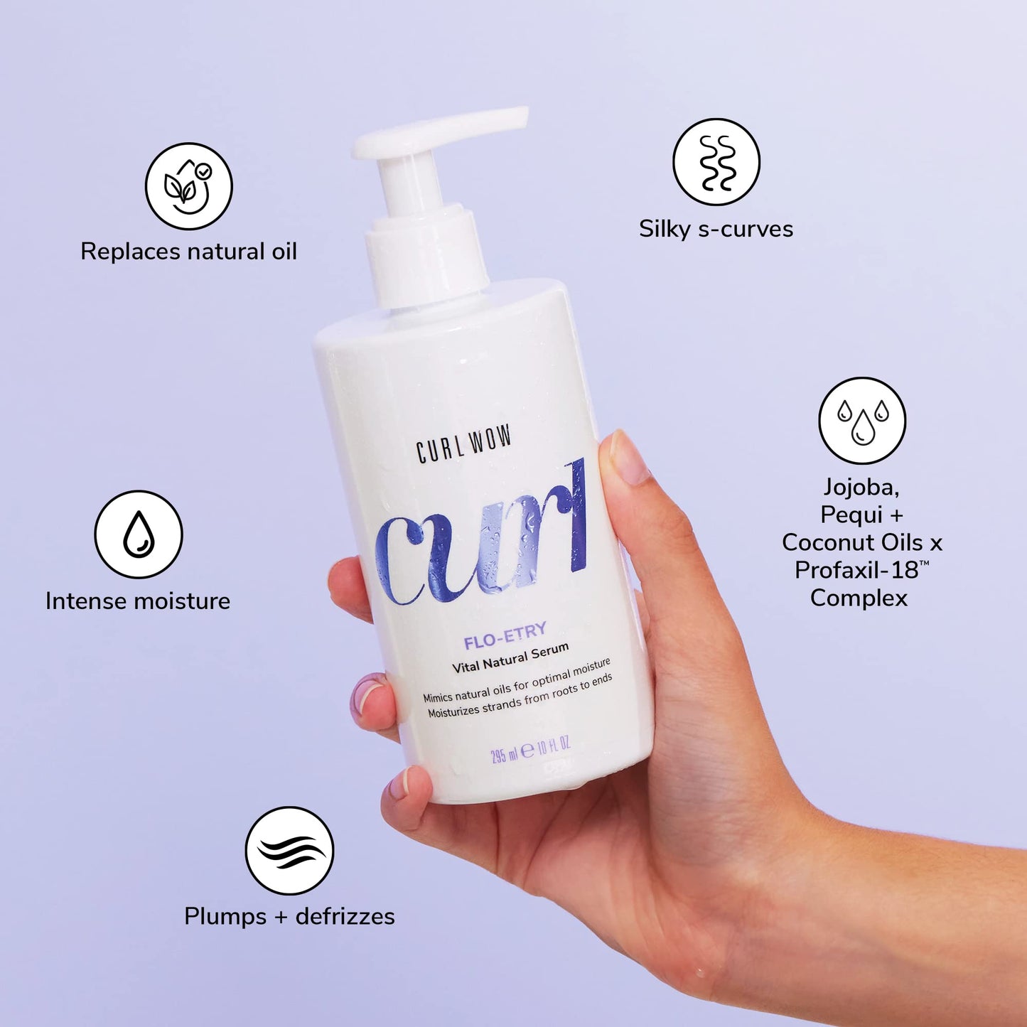 COLOR WOW Curl Wow Flo-etry Vital Natural Serum, Lightweight Moisturizing Serum for Dry Dehydrated Curls