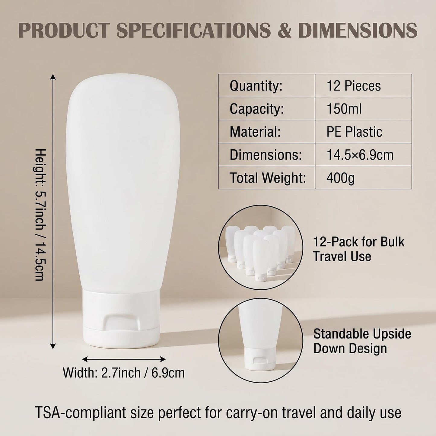 12PCS 150ML/5oz Empty Clear Refillable Cosmetic Soft Tube Squeeze Bottle With Flip Cap Makeup Container Shampoo Facial Cleanser Body Cream Bath Container Portable Cosmetics Travel Set For Women Lady