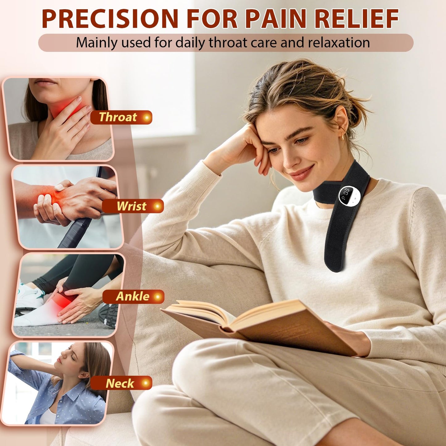 Upgraded 2-in-1 Red Light Therapy Belt for Throat & Neck, Dual-Wavelength 660nm Red Light & 810nm Near-Infrared Light,HD Display Controller,3 Red Light Modes,Timer Function,Relaxation & Daily Wellness