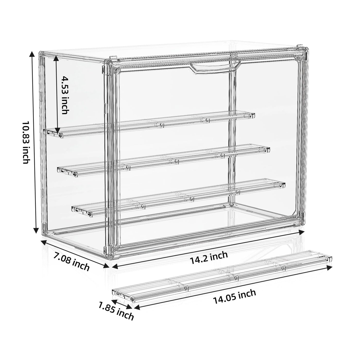 MSHOMELY Clear Acrylic Display Case for Collectibles 4 Layer Hobby Figure Display Case Box with Shelves Stackable Figurine Display Boxes for Funko Pop Mart Labubu Model, 2 Pack