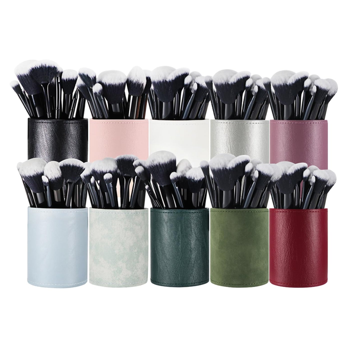 Kososuru Portable Makeup Brush Case,Pu Leather Makeup Brush Holder with Button,Travel Cup Storage Dustproof Makeup Cosmetic Bags for Women (Light blue)