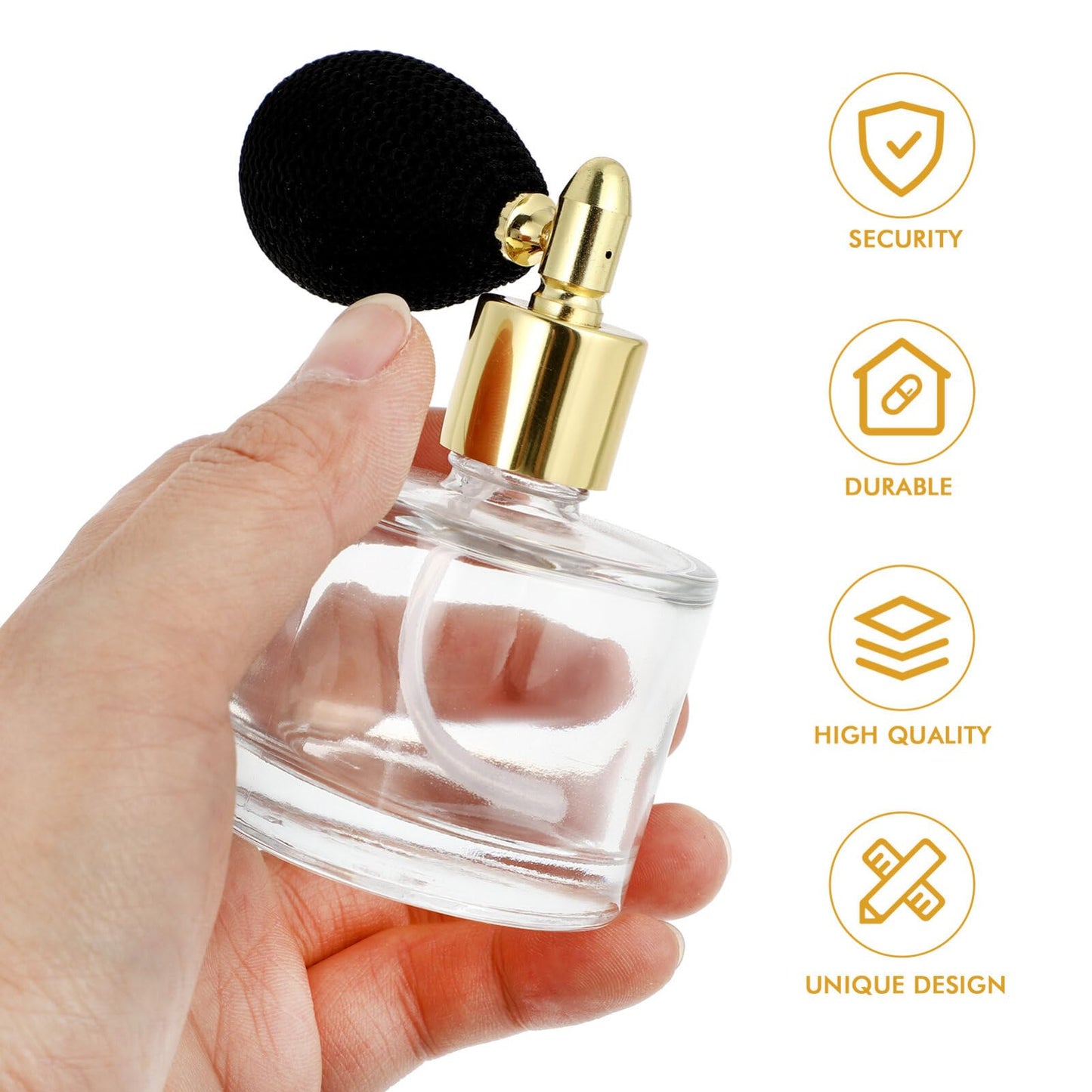 HEALLILY Refillable Retro Perfume Bottle 3.54In Glass Fine Mist Spray Dispenser Portable Travel Atomizer Leak-Proof Container for Women