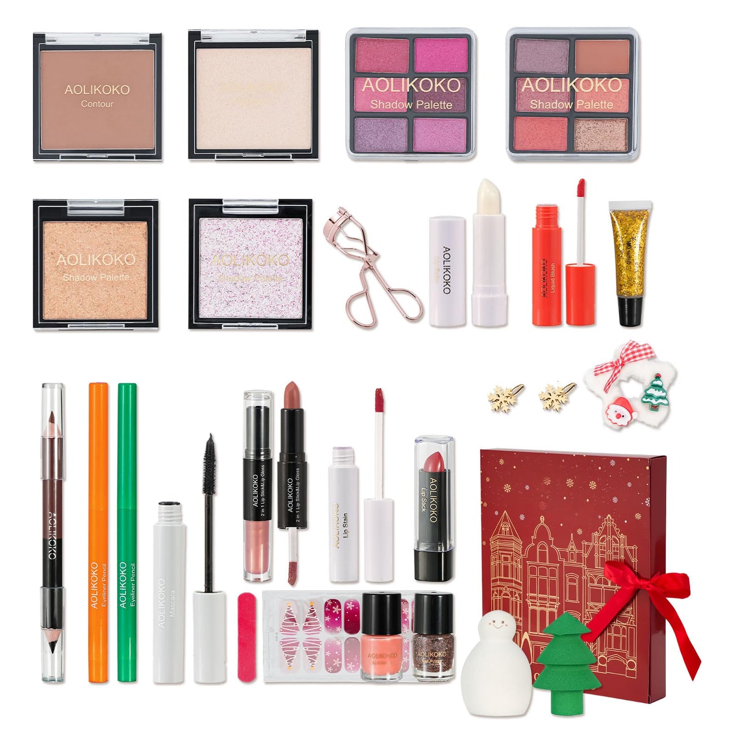 24 Pcs Makeup Kit for Women & Teen Girls, Full Makeup Sets Gift with Eyeshadow, Blush, Lipstick, Mascara, Eyeliner, Glitter, Highlighter, Accessories
