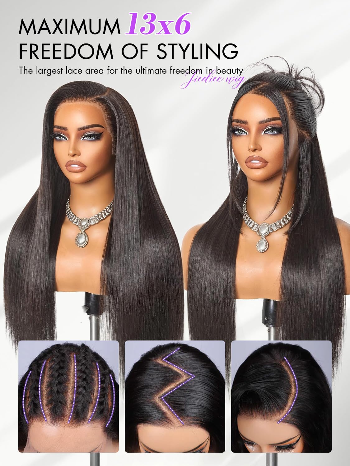 Jiediee 13x6 Lace Front Wigs Human Hair 30 Inch Straight Wigs Human Hair Lace Front Wigs for Women 200% Density Natural Black Wig HD Transparent Lace Closure Wigs Human Hair