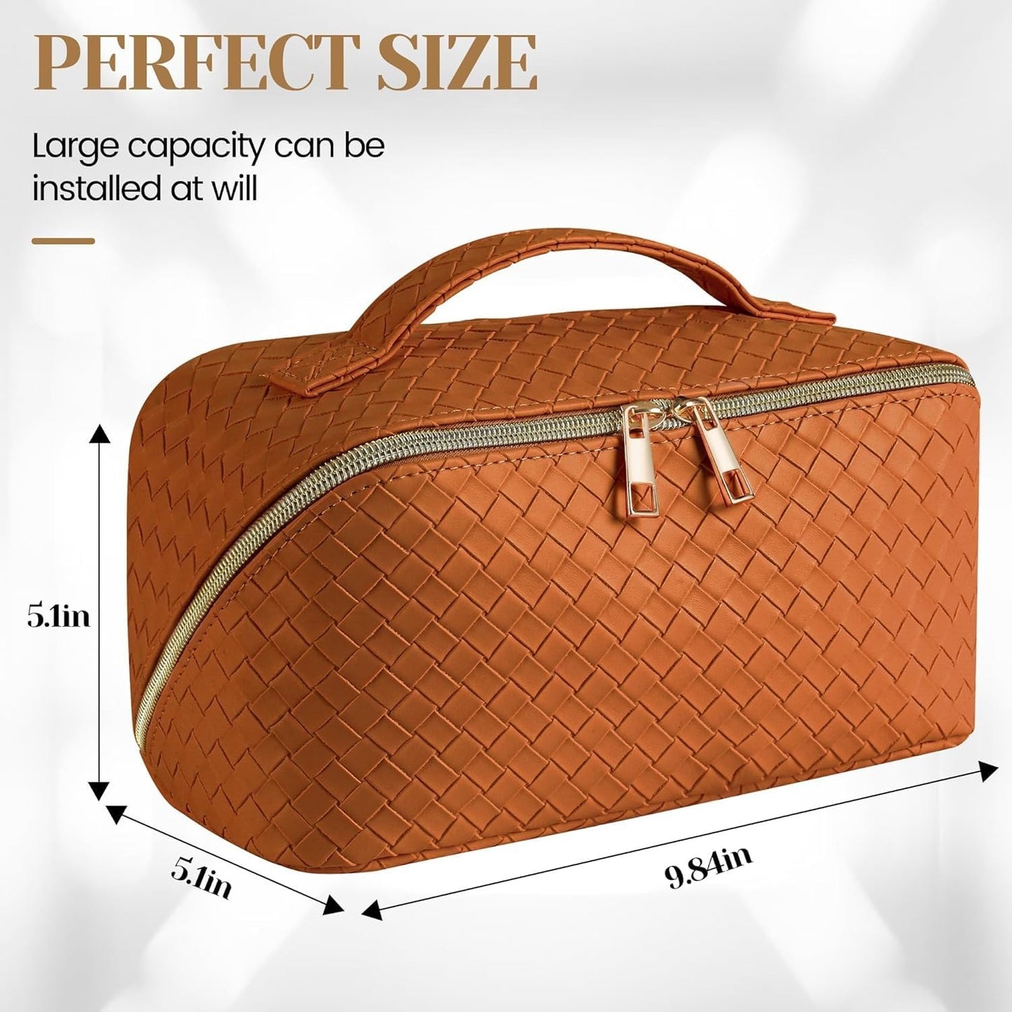 GENERIC Savatti Large Capacity Makeup Organizer Bag, Travel Toiletry Bag with Wide Open Pouch, Cosmetic Bag for Women, Makeup Brush Holder, Toiletries Accessories (165, brown)