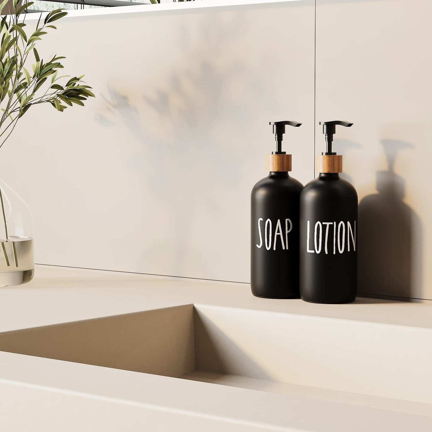 Glass Lotion Dispenser,Refillable Matte Black Hand Lotion Dispenser Suitable for Bedroom,Body or Hand Lotion Bottle Rustic Bedroom Decor