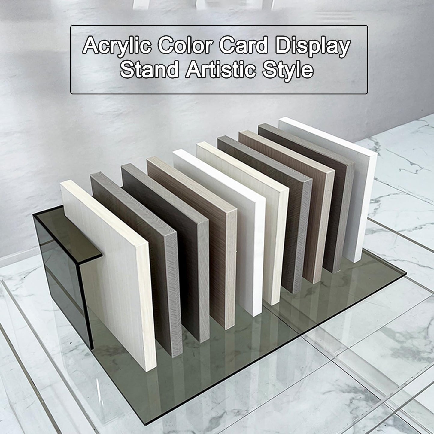Brown Tile Sample Organizer Stand, Porcelain Display Rack for Craft Exhibitions, Durable Building Material Showcase Shelf, Ideal for Trade Shows and Home Decor