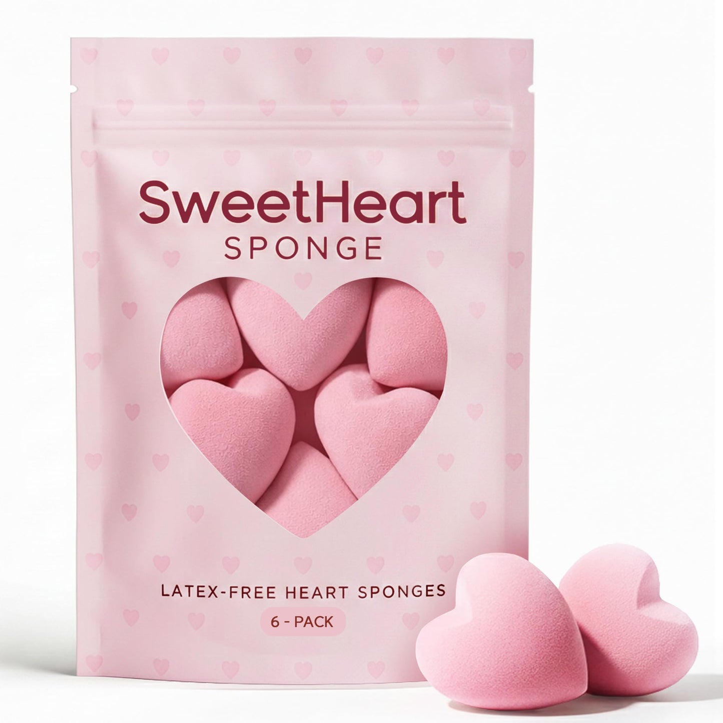 SweetHeart Sponge Heart-Shaped Makeup Sponges – Soft & Bouncy, Latex-Free Beauty Sponges for Liquid, Cream & Powder, Use Wet or Dry (6-Pack)