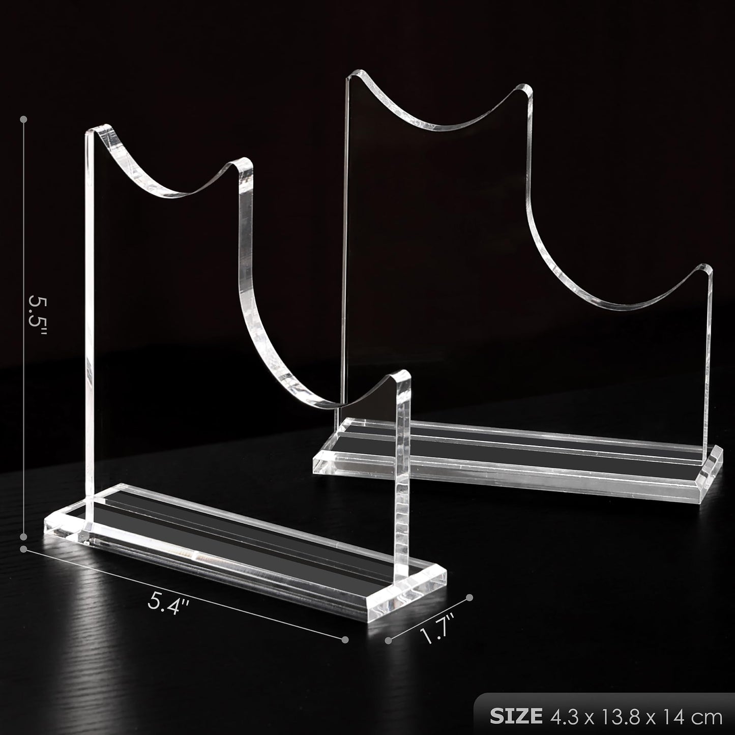 SANRUI 2 Tier Acrylic Weapon Lightsaber Display Holder,Clear Desk Adjustable Wand Stand for Most Samurai Sword Tanto Rapier Light Saber Katana Wakizashi Genji Rack Horizontal Exhibition (2PCS)