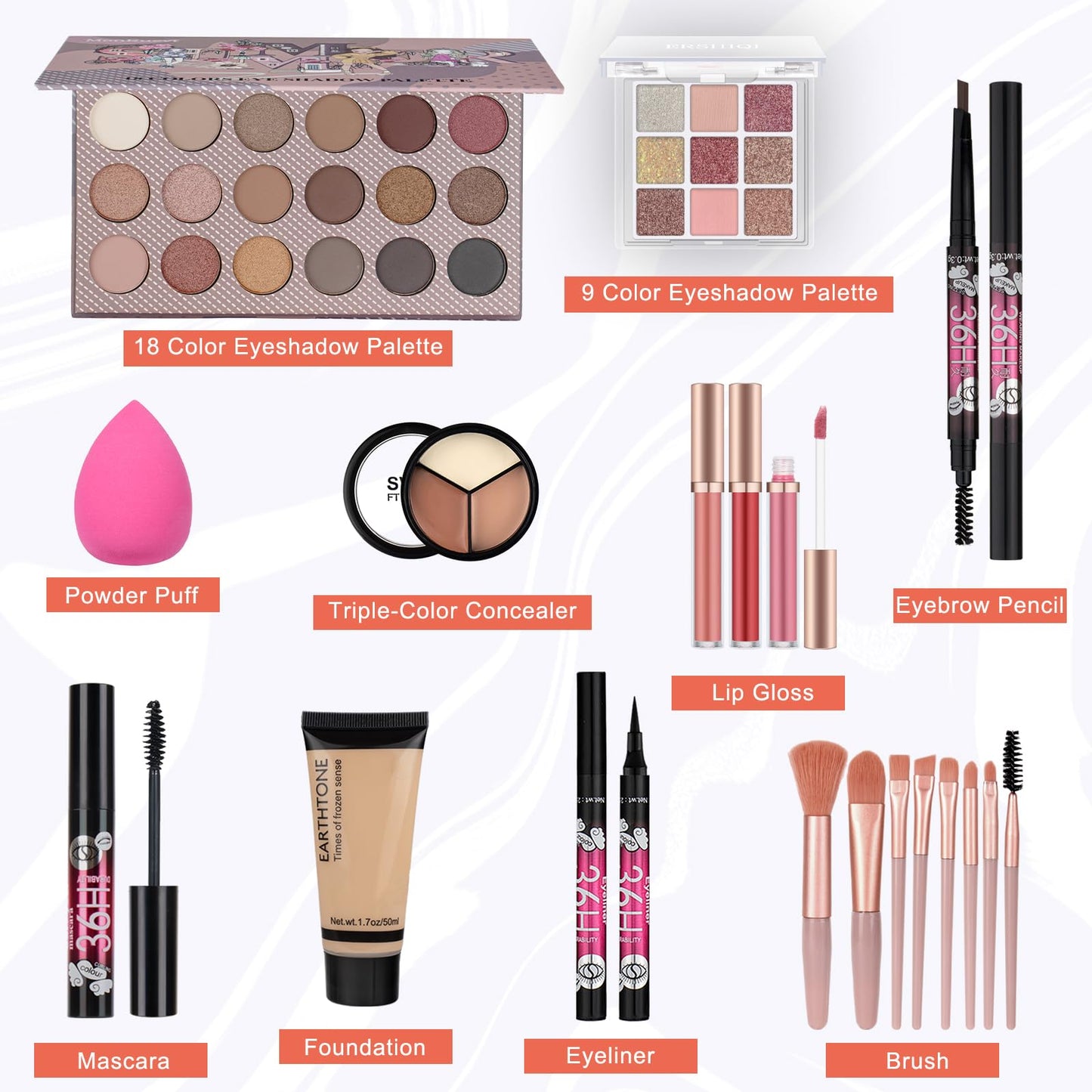 Makeup Kit for Teen Girls MakeUp Gift Set for Beginners with Foundation, Eyeshadow, Lipstick, Eyeliner, Mascara, Brushes, Makeup Kits for Women Full Kit