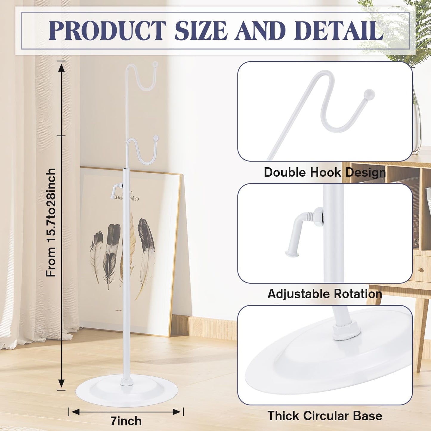 Therwen 6 Pcs Bag Display Stands Purse Display Stand Adjustable Height Handbag Holder for Home Boutique Store Counter Retail(White)