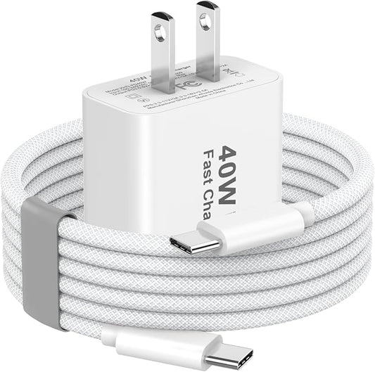 iPhone 17 Pro Max Charger Fast Charging, 40W USB C iPhone 17 16 15 Fast Charger Block with 6FT Woven Type C Charging Cable Cord for iPhone 17/17 Pro Max/17 Pro/Air/16/16 Pro Max/15/15 Pro Max