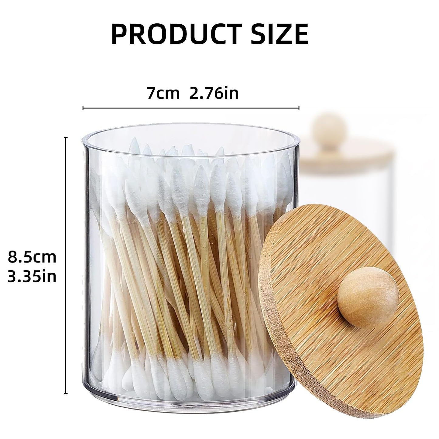 novelinks Acrylic Plastic Qtip Holder Dispenser, Apothecary Jar Canister Set with Lids for Cotton Swabs, Balls, Round Pads & Floss Picks - Bathroom Vanity Makeup Organizer (Beige, 6 Pack)
