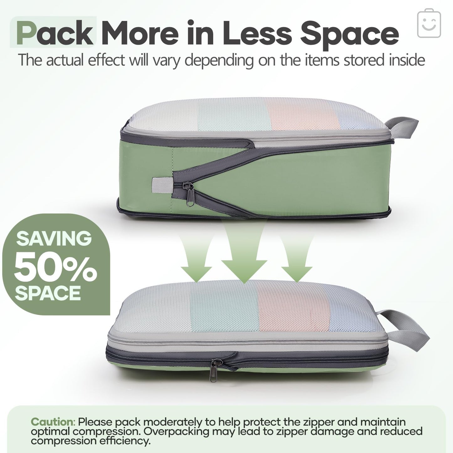 Veken 11-Pack Compression Packing Cubes for Travel Essentials,Compressible Expandable Large Luggage Suitcase Organizer Bags for Clothing,Durable Space Saver Bags with Toiletry Bags(Matcha Green)