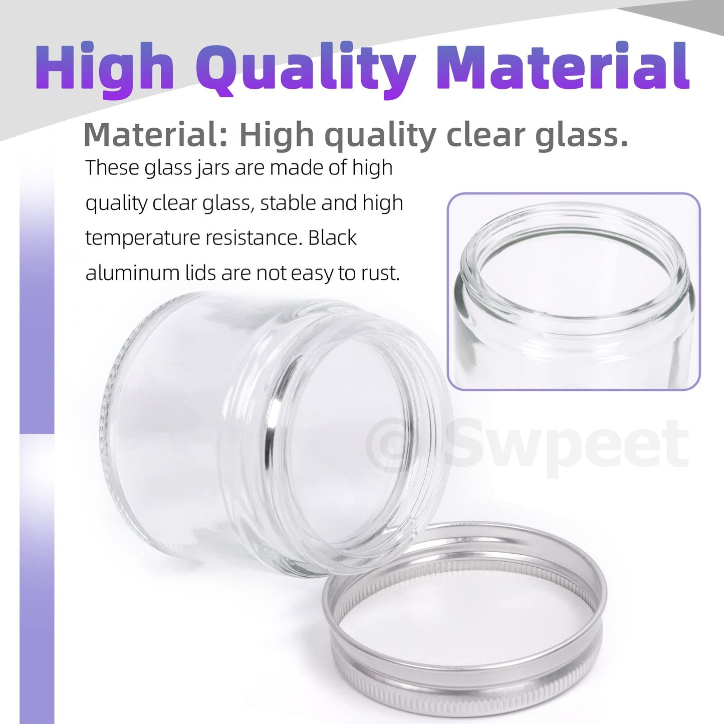 Swpeet 15 Packs 2 oz - 60ML Transparent Glass Jar with Silver Lid Assortment Kit, Round Containers Cosmetic Glass Jars with Lids Travel Jars Cosmetic Containers for Cream, Lotion