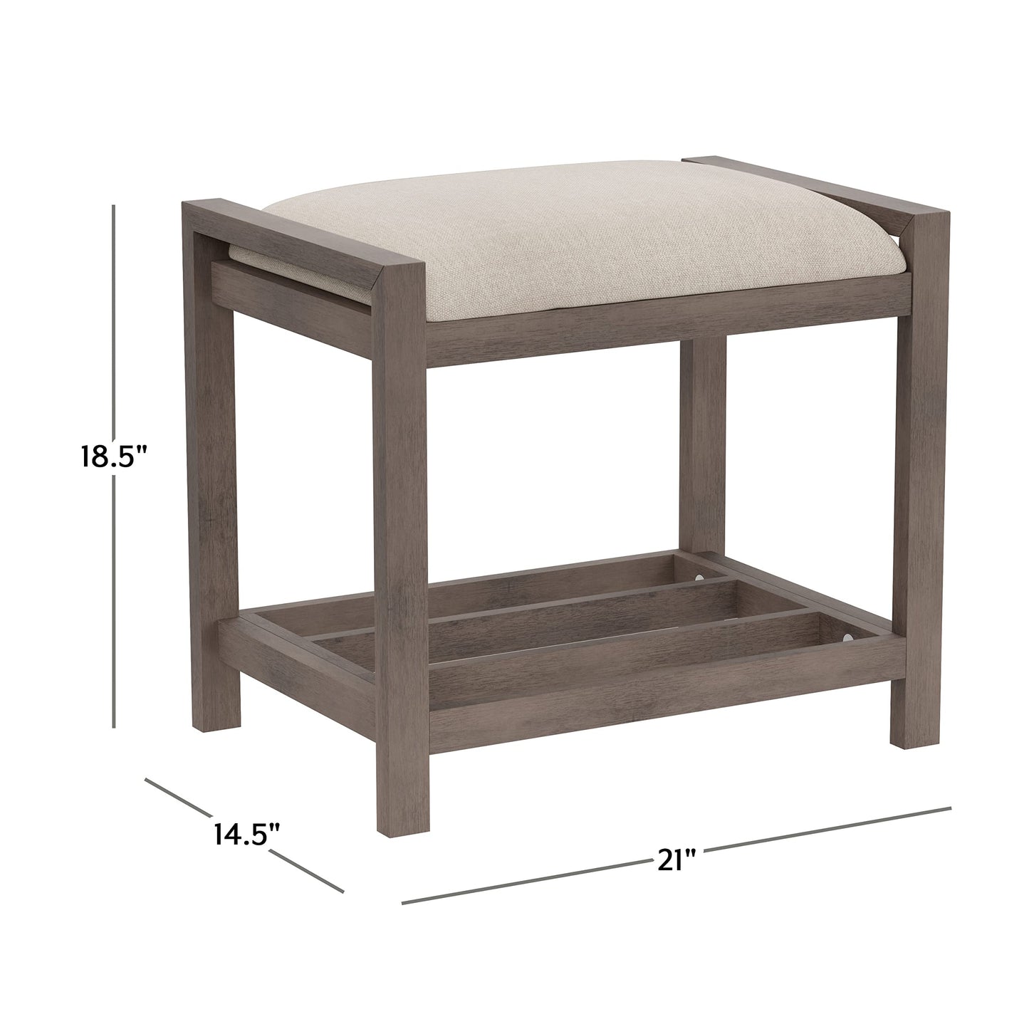 Hillsdale Furniture Amelia Vanity Stool, Antique Gray