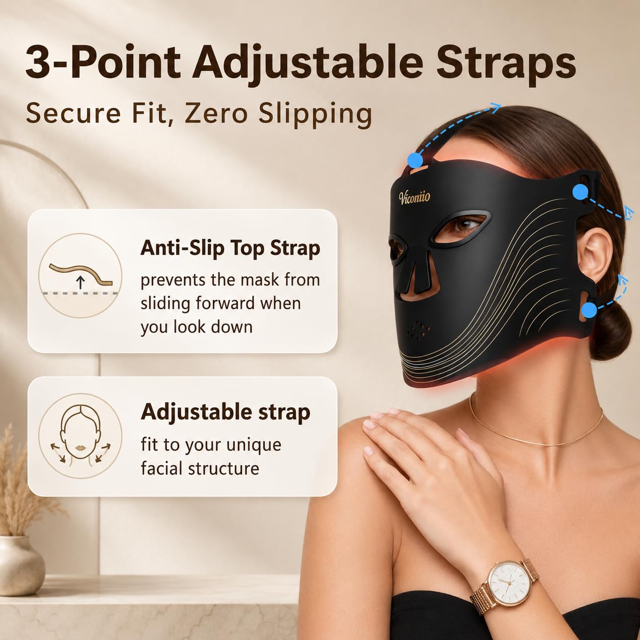 Red Light Therapy for Face,Cordless Red Light Therapy Mask with 4 Modes,850NM Infrared,336 LED Chipset, LED Face Mask Light Therapy at Home(Black)