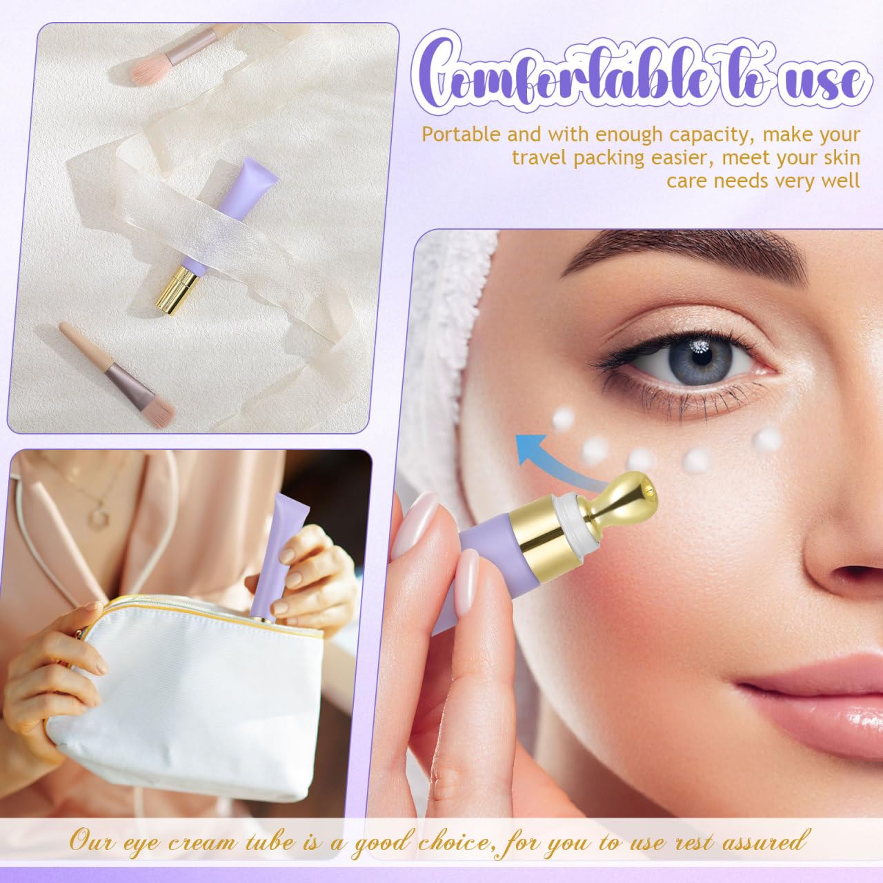 FOMIYES Refillable Eye Cream Tube with Stainless Steel Roller Head Portable Empty Cosmetic Dispenser Container for under Eye Serum and Essential Oil Travel Size