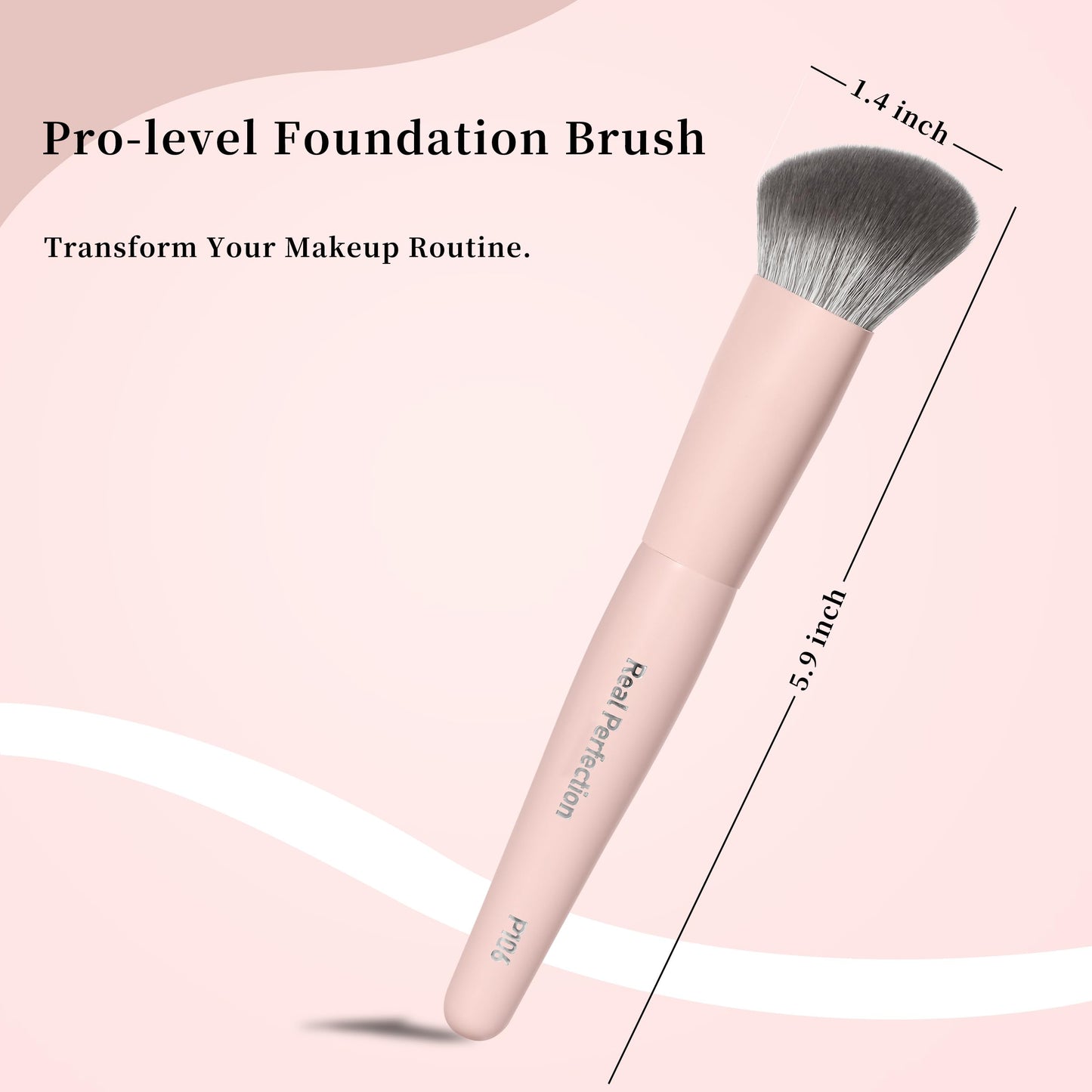 REAL PERFECTION Contoured Foundation Brush, Professional Multitask Face Blending Makeup Brush, No Streaks Even Coverage, Suitable for Liquid Cream Foundation Primer Moisturizer Blush Contour Bronzer