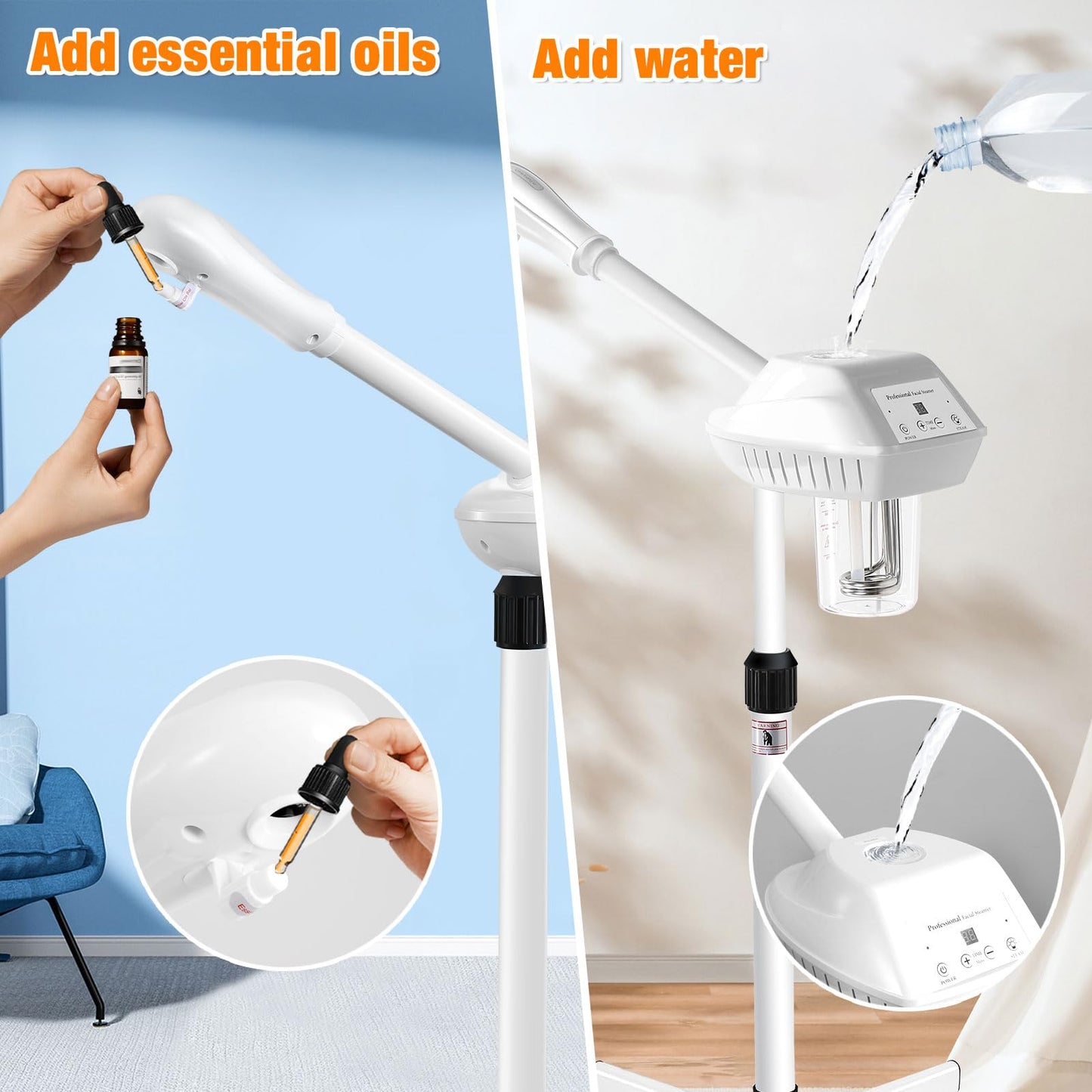 Chetunju Professional Facial Steamer for Atomization Humidifier Atomizer, Adjustable Height and Angle, Face Steamer Clean Skin Firming Pores and Moisturizing Suitable for a Beauty, Spa, at Home