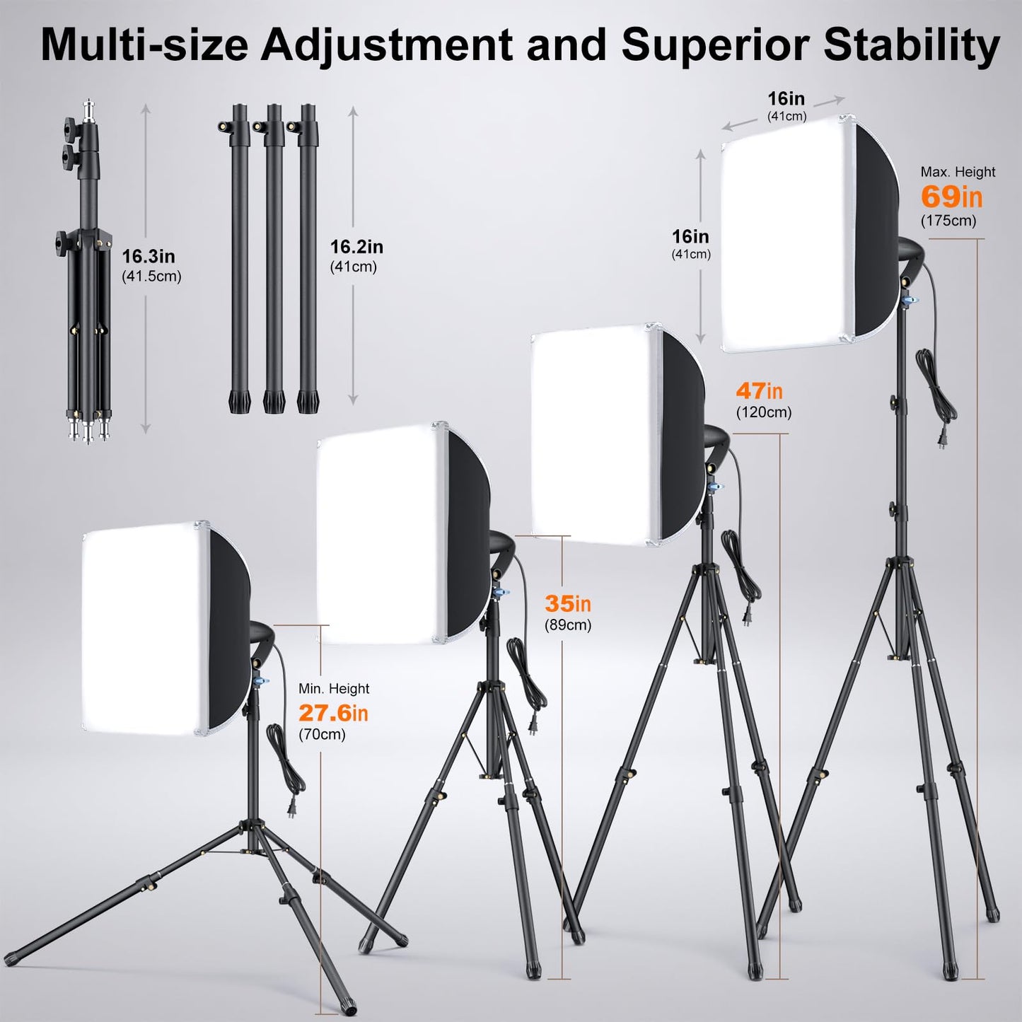 LINCO Lincostore Softbox Photography Lighting Kit with Professional 85W LED Bulbs, Studio Lights for Photography/Video Recording/Live Streaming (16'' x 16'' Professional Softbox Lighting Kit)
