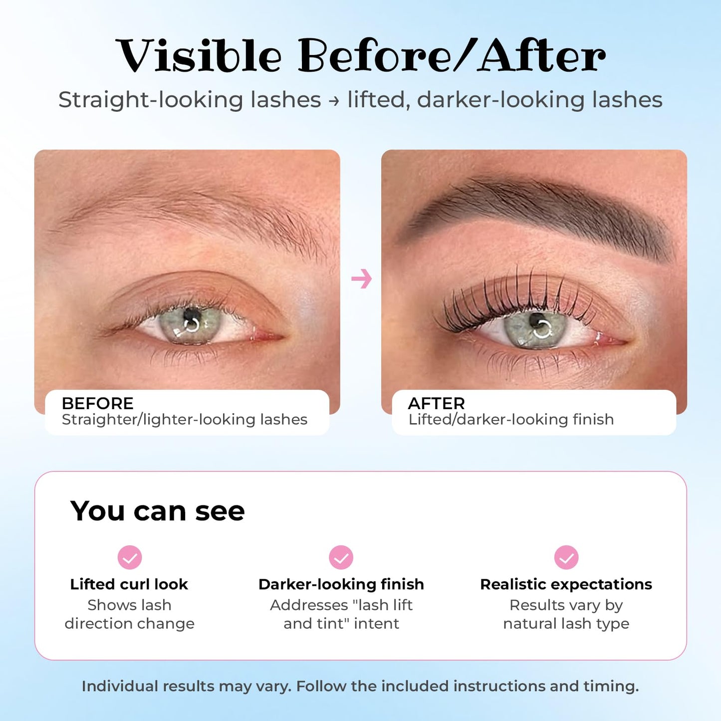 Lomansa Lash Lift and Black Kit, Eyelash Lift and Tint Kit for Natural Curled Darker-Looking Lashes, Strong Hold Lash Lift Glue, Salon Results Beginner-Friendly, Lasts Up to 4 Weeks