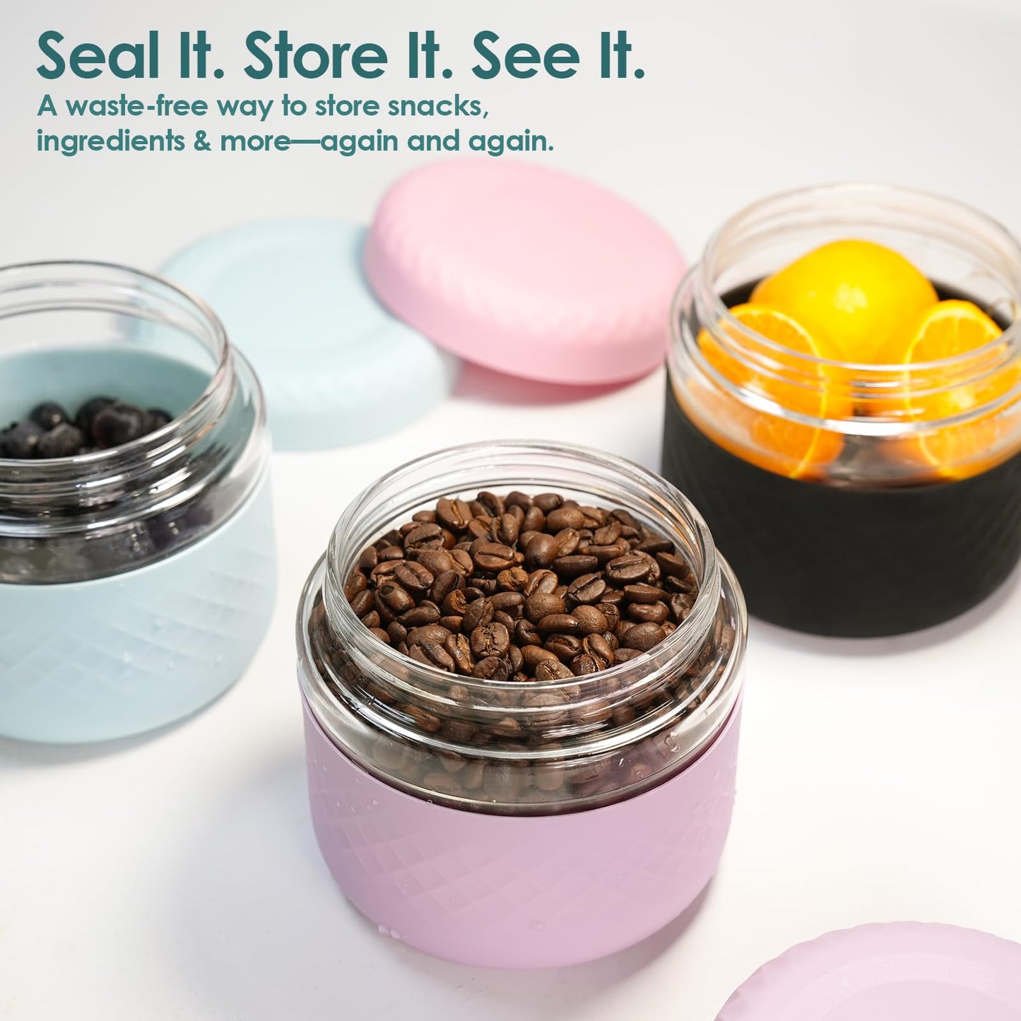 Cafezi 24 oz Glass Lunch Bowl Containers with Lids 2 Pack | Leak & Spill Proof, BPA-Free, Microwave & Dishwasher Safe | Airtight Meal Prep & Food Storage Jar for Lunch, Salad, Soup, Oats, Stew, Yogurt
