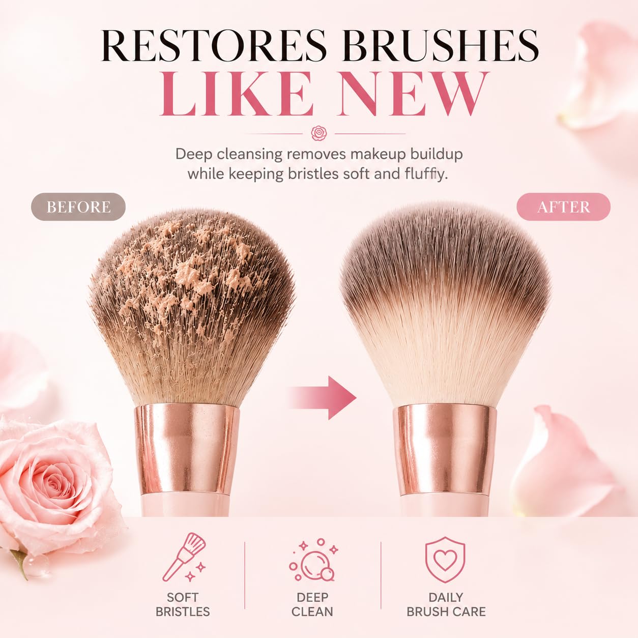 herblight Makeup Brush Cleaner Soap with Silicone Cleansing Pad- Gentle Makeup Brush Soap for Beauty Blenders, Vegan & Cruelty-Free, 3.5 oz (100g) (Pink Rose（1PC）)