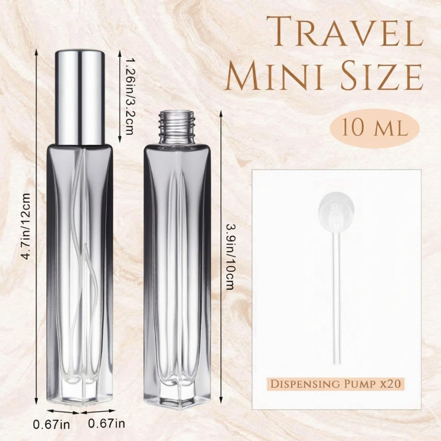 Domensi 20 Pcs 10/15/20/30 ml Perfume Travel Refillable Glass Bottles Spray Bottle Perfume Atomizer for Cologne Dispenser Leak-proof Fragrance Bottles Atomizer Pump Kit (10 ml,Fresh Color)