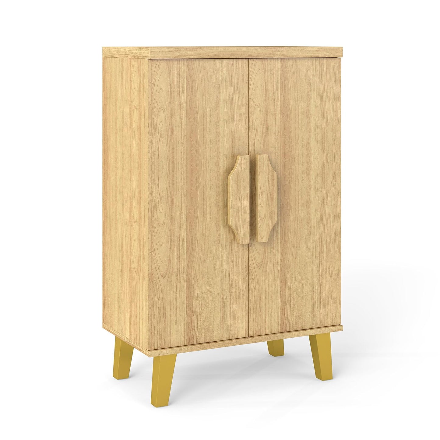 LOKO 2-Door Buffet Cabinet, Modern Storage Cabinet with 3 Detachable Shelves, Exquisite Handles, Raised Legs, Freestanding Sideboard for Kitchen, Pantry, Dining Room, Living Room, Natural