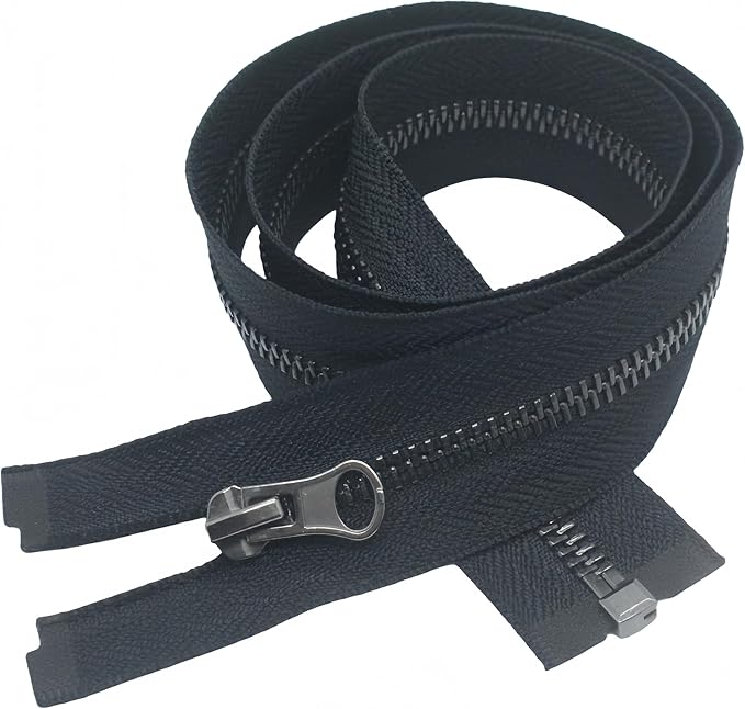 YaHoGa 2PCS #5 22 Inch Black Nickel Separating Jacket Zipper Metal Zippers for Jackets Sewing Coats Crafts (22" Black Nickel)