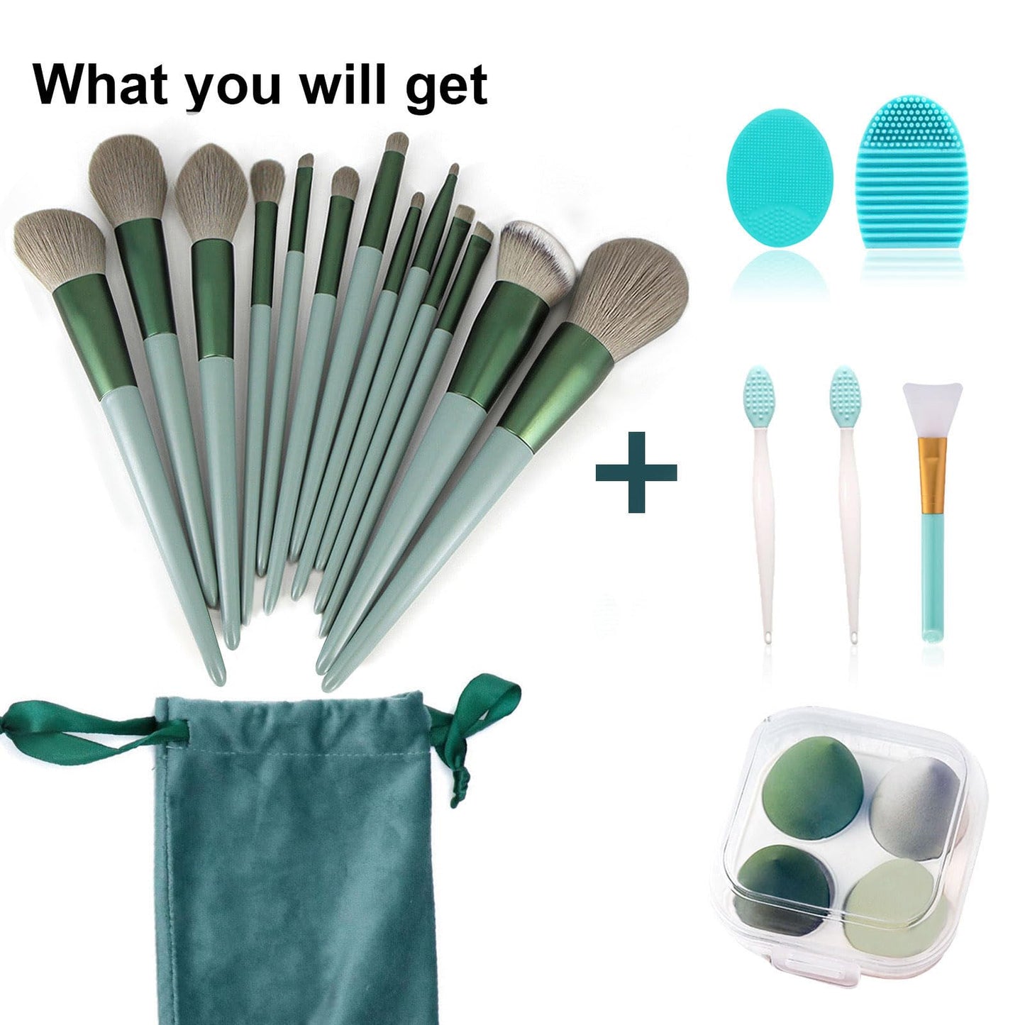 Koccido Makeup Brushes 22 Pcs Makeup Kit,Foundation Brush Eyeshadow Brush Make up Brushes Set (Green, 22 Piece Set Large)