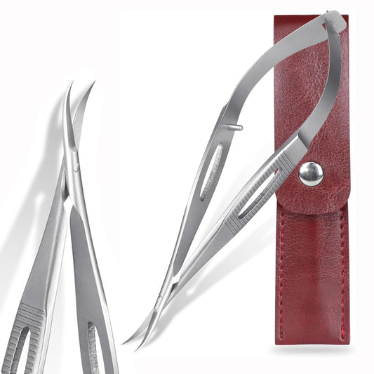 SG NEKOO Cuticle Scissors, Professional Curved 15° Blade Stainless Steel, Ultra Sharp for Precision Nail Grooming, Eyebrow Shaping, and Sewing Thread Snips, with Travel Case