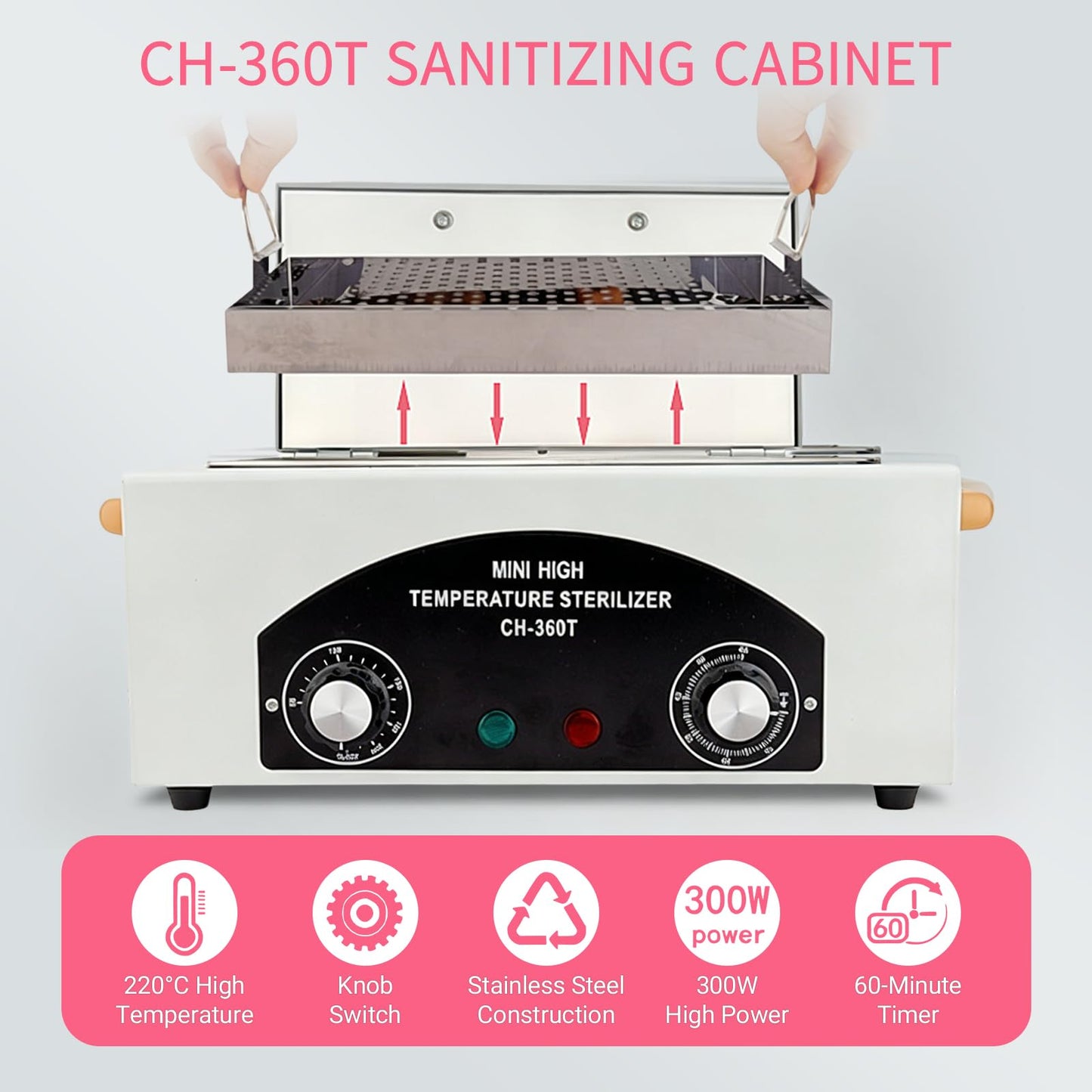 High Temperature Sterilizer Autoclave Machine, 110V 300W 1.5L with Timer Manicure Metal Tool Cleaner Machine,Autoclave Sterilizers, Nail Tool Sterilizer for Sundry Beauty Hair Nail Metal Tools