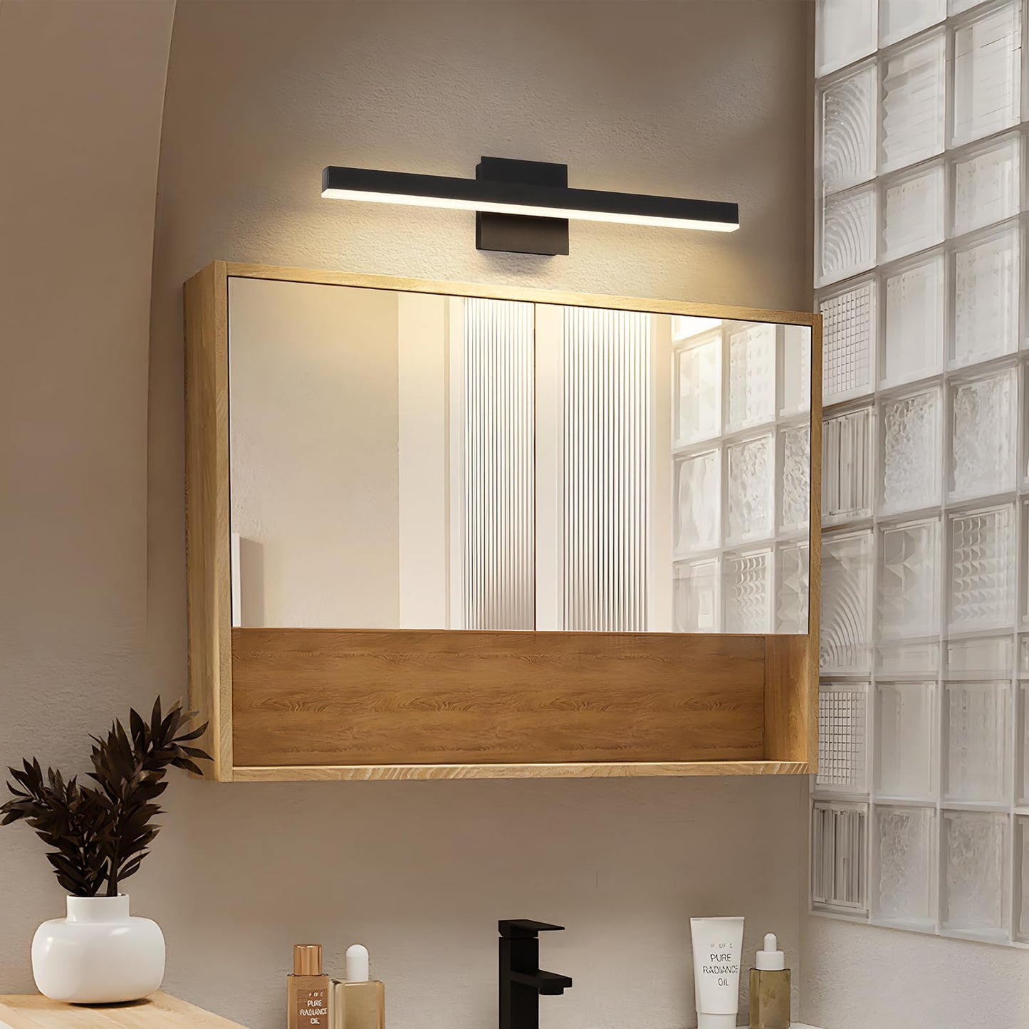 Joossnwell Vanity Light for Bathroom Lighting Fixtures Over Mirror 23.62 Inch Dimmable 5CCT Modern Vanity Lights Black Bathroom Light Bar Bath Wall Sconce ETL Certificated