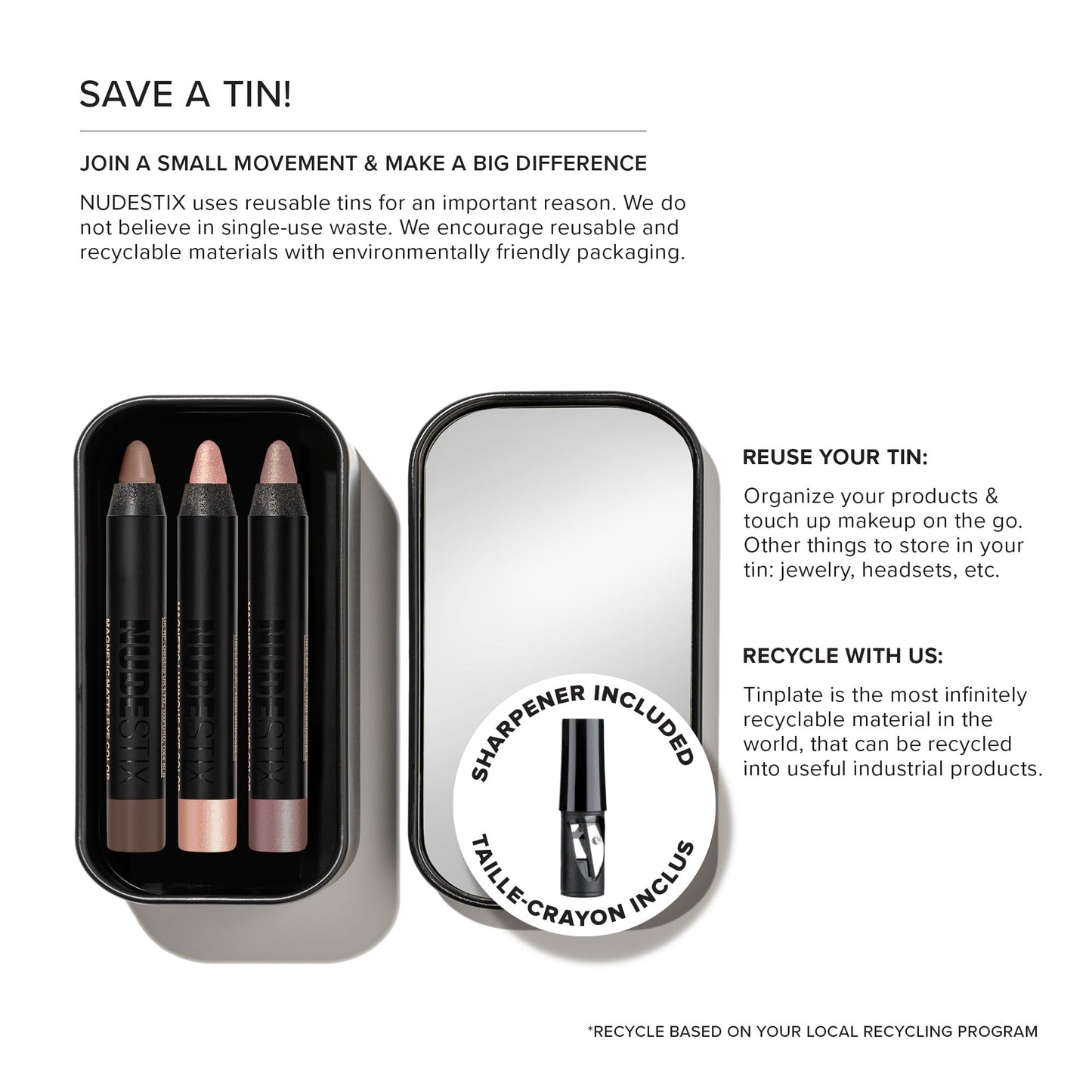 Nudestix Bright Nude Eyes Mini Kit – 3-Piece Cream Eyeshadow Pencil Set with Matte & Luminous Finishes | Long-Wear, Vegan Eye Makeup Crayons for Highlighting & Defining | Travel-Size Clean Beauty