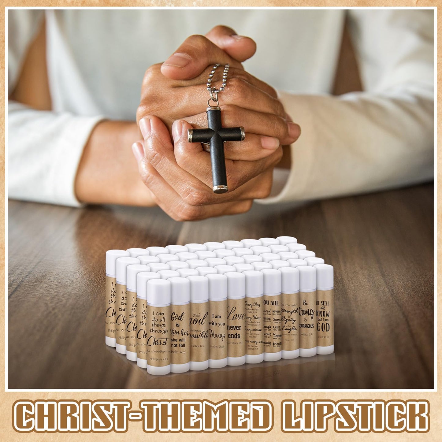 Dansib 50 Pcs Christian Lip Balm Bulk Bible Verses Lip Balm Scripture Christian Gifts for Women Men Faith Religious Church Party Favor Inspirational Gift for Staff Employee Coworkers