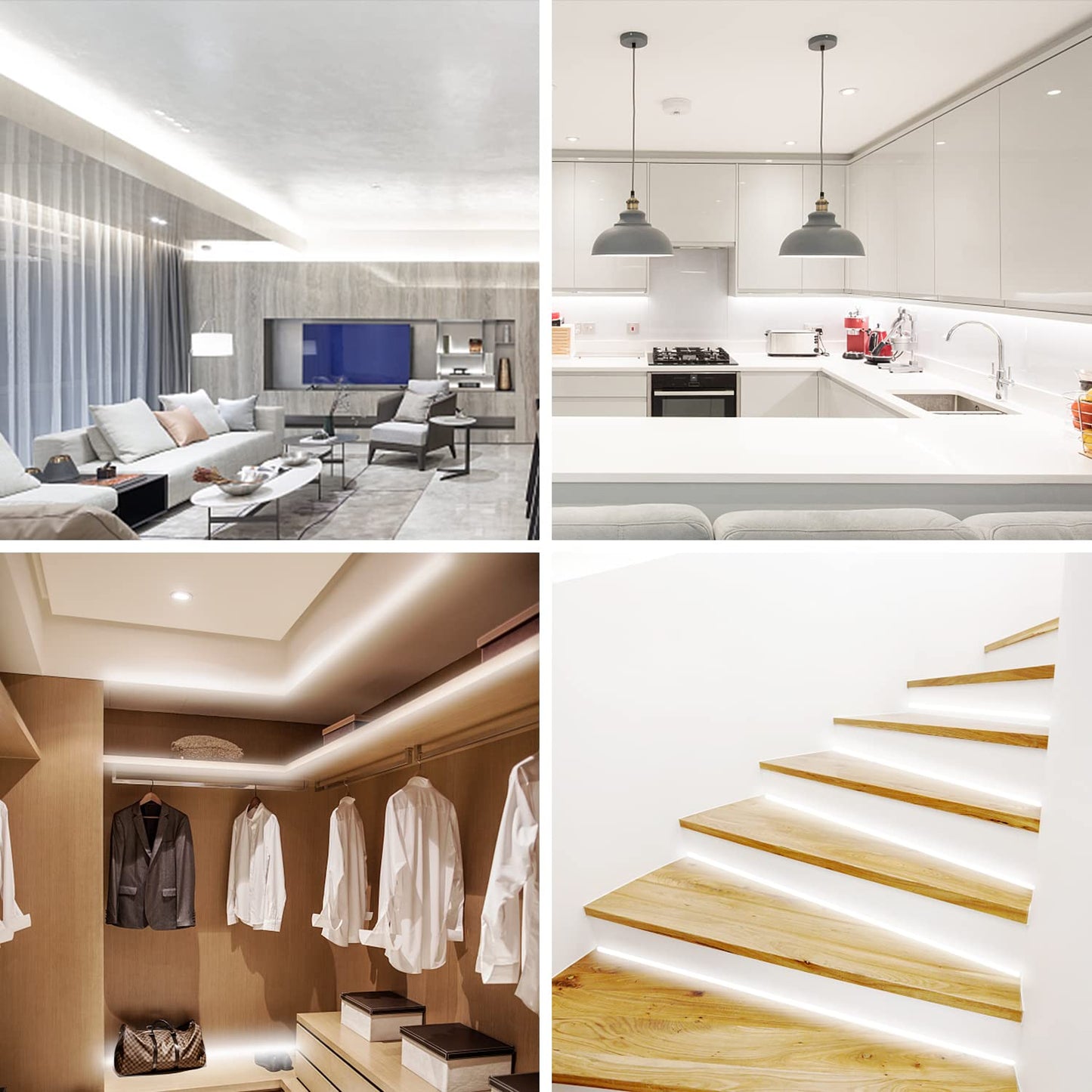 VOLIVO White LED Strip Lights, 50ft Dimmable 24V LED Lights 6500K Bright Daylight White, Strong Adhesive, Flexible Tape Light for Mirror, Kitchen Cabinets, Bedroom