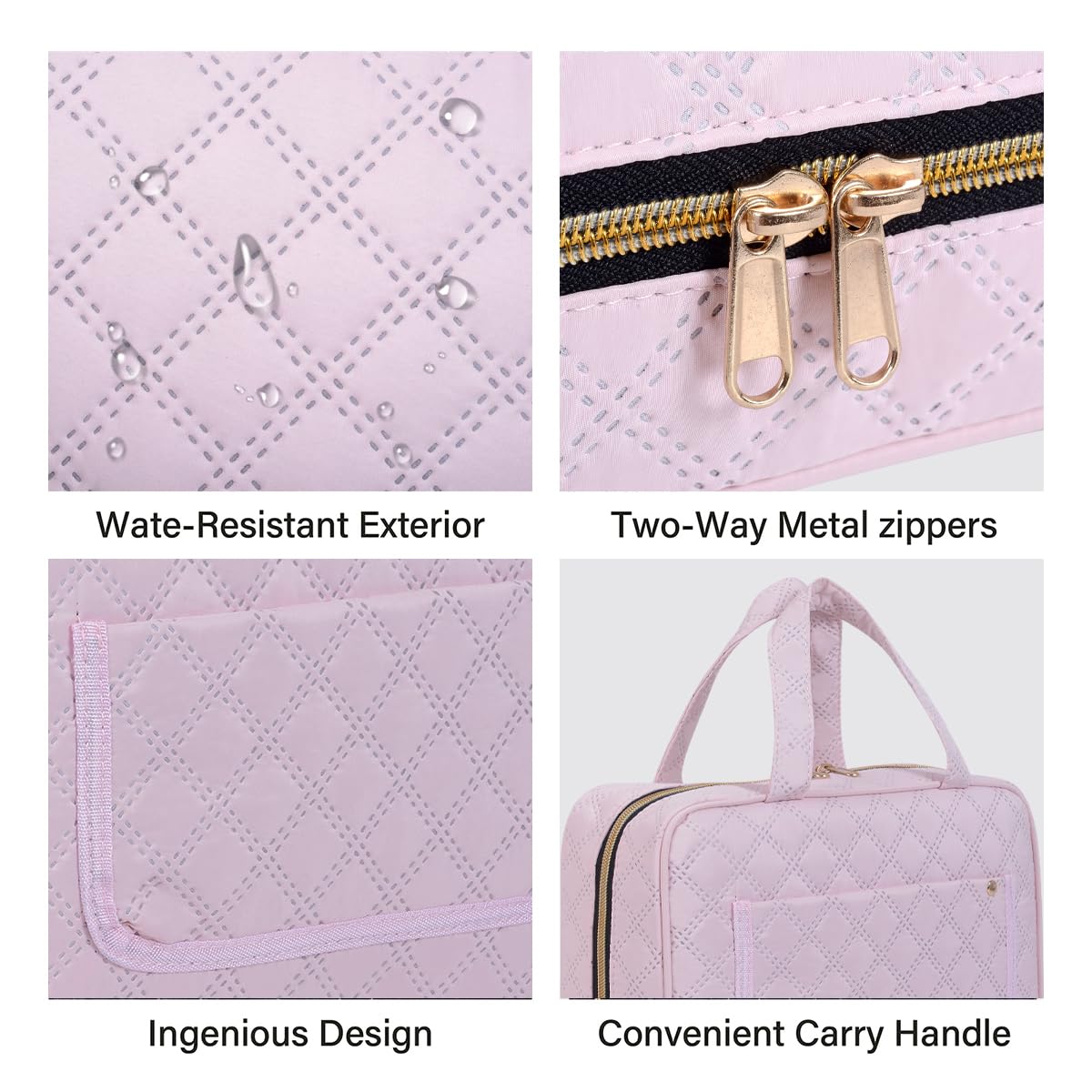 LANDFOBO Hanging Toiletry Bag for Women Cosmetic Toiletries Travel Bag, Pink