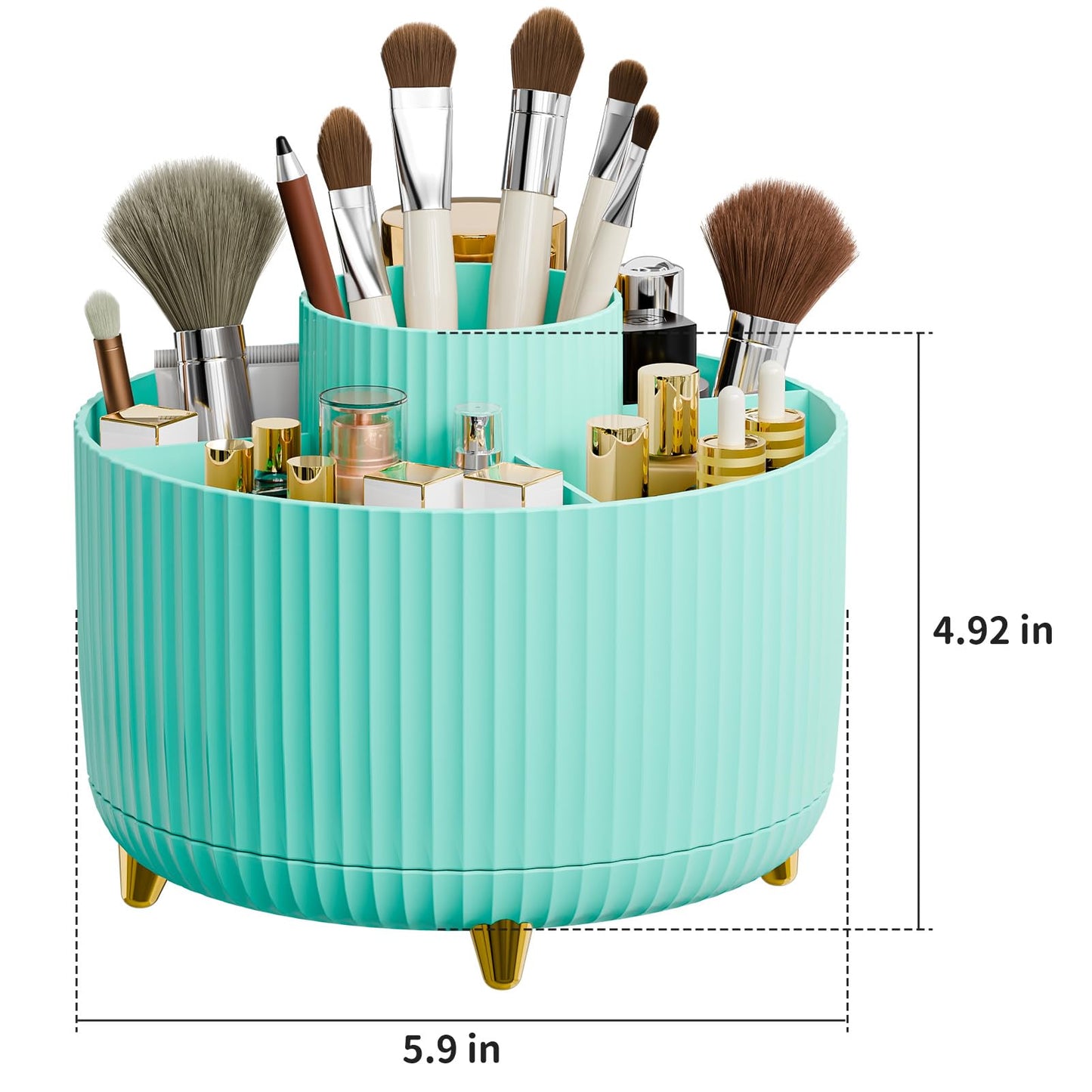 fanado 360° Rotate Makeup Brush Holder Organizer, Makeup Organizers Countertop, Makeup organization and Skincare Storage for Vanity, Desktop, Bathroom (Mint Green)