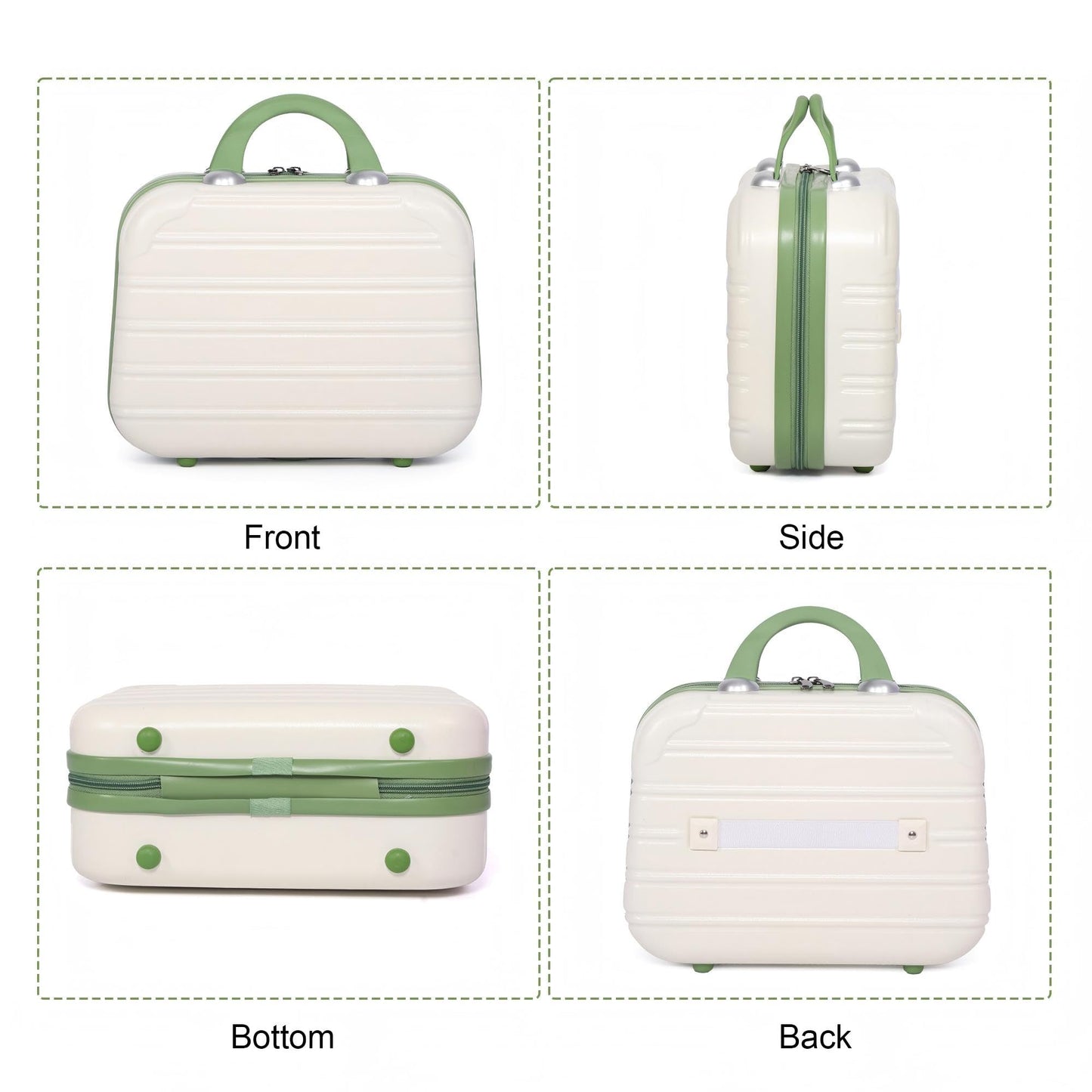 JZRTravel 14 Inch Hard Makeup Train Case PC ABS Portable Cosmetic Travel Case Mini Suitcase Organizer for Make up Toiletries Toys Clothes Storage with Handle Elastic Strap