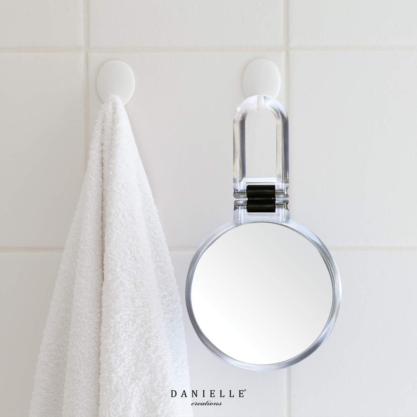 Danielle Creations 5.5-Inch Folding 2-Sided Hand Mirror, 10x Magnification, Acrylic