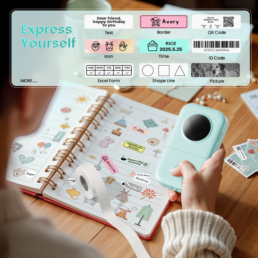 Phomemo D30 Label, Circle Round Shape Black on Clear Sticker, Self-Adhesive Thermal Label Tape, 14x28 mm (0.55 x 1.1 Inch) 3-Roll, Transparent for Envelope, Cosmetic Box, Gift Bag, Package Seals