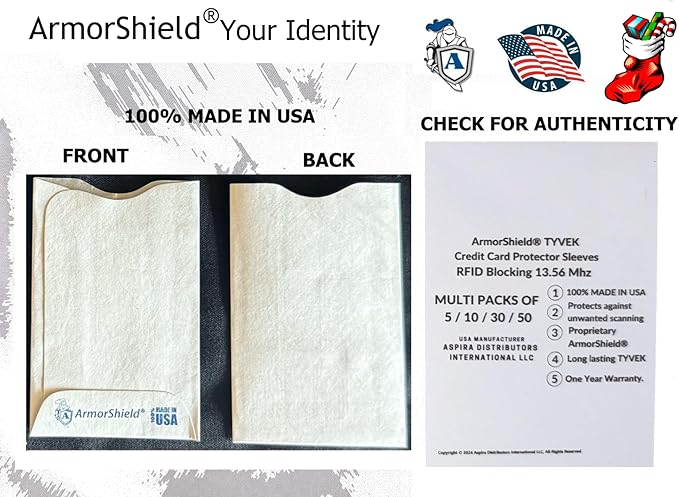 Semper Paratus Gear TYVEK Credit Card Protector Sleeves 100% MADE IN USA - Anti-theft for Travel wallet, purse. RFID Blocking 13.56 mHz Protects from identity theft (30PAK)