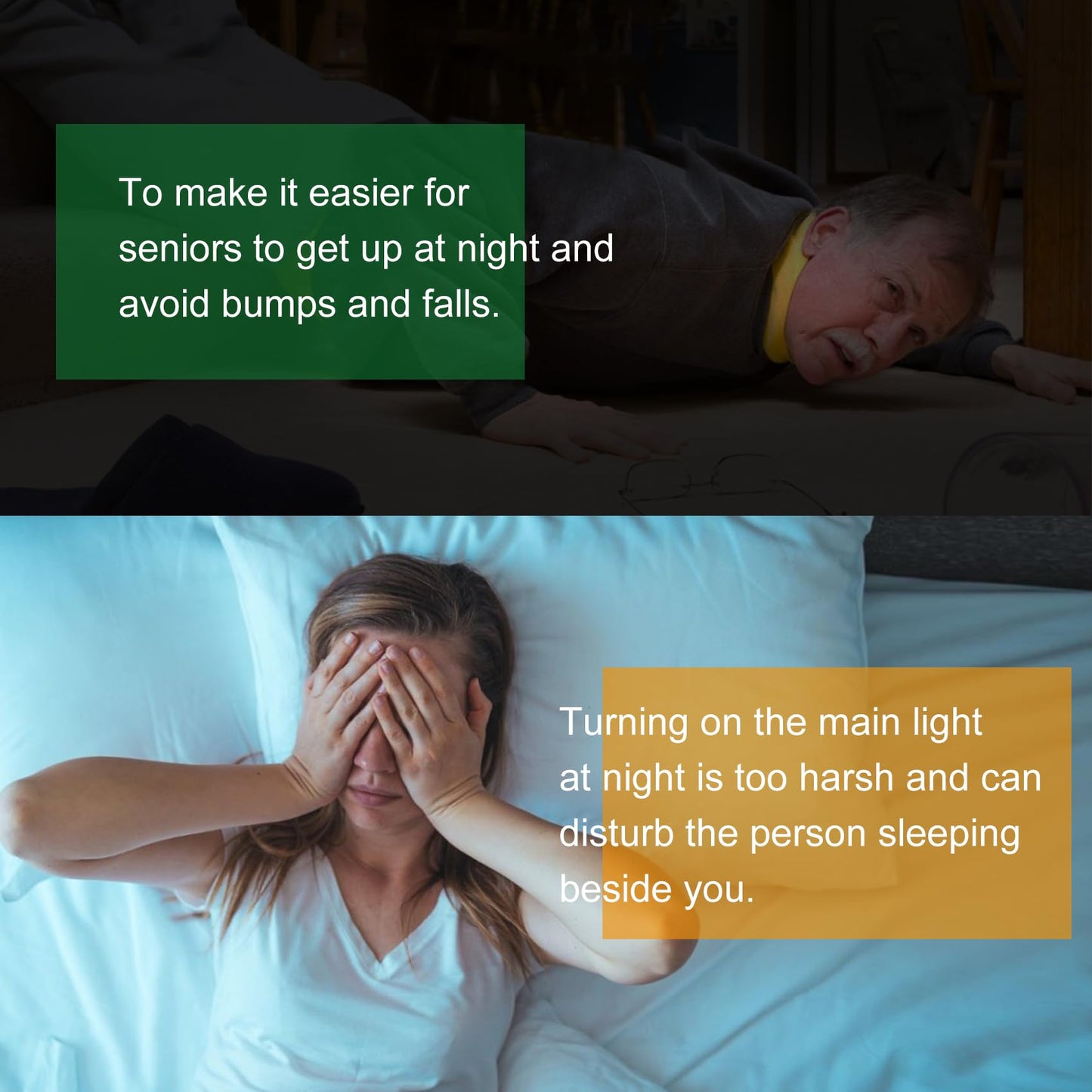 Vansky Motion Activated Bed Light, Flexible LED Strip Motion Sensor Night Light Bedside Lamp Illumination with Automatic Shut Off Timer (Warm Soft Glow)-Dual Light Strips Kit