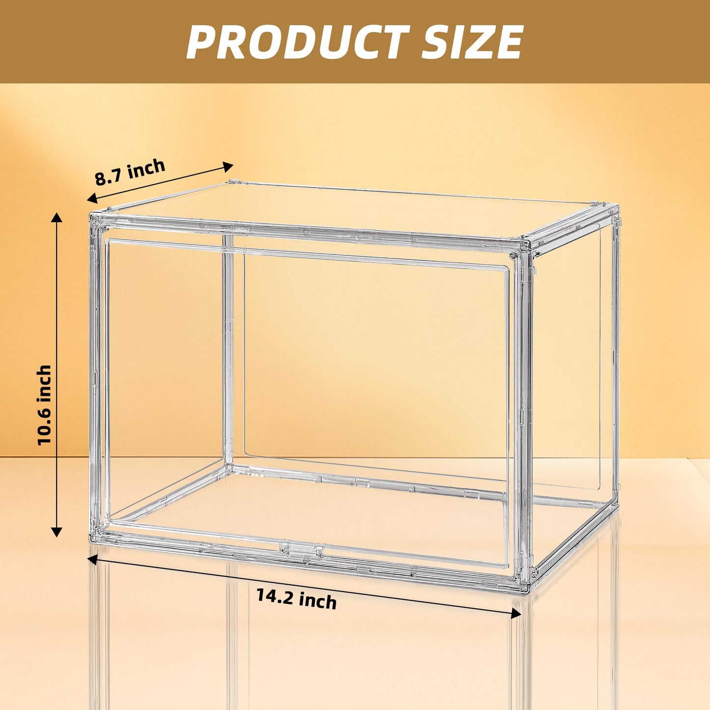 CELSOL Clear Acrylic Display Case – Stackable Storage Box with Magnetic Lid, Dustproof Organizer for Collectibles, Figures, Shoes, and Books – Large Size 14.2"x8.7"x10.6"