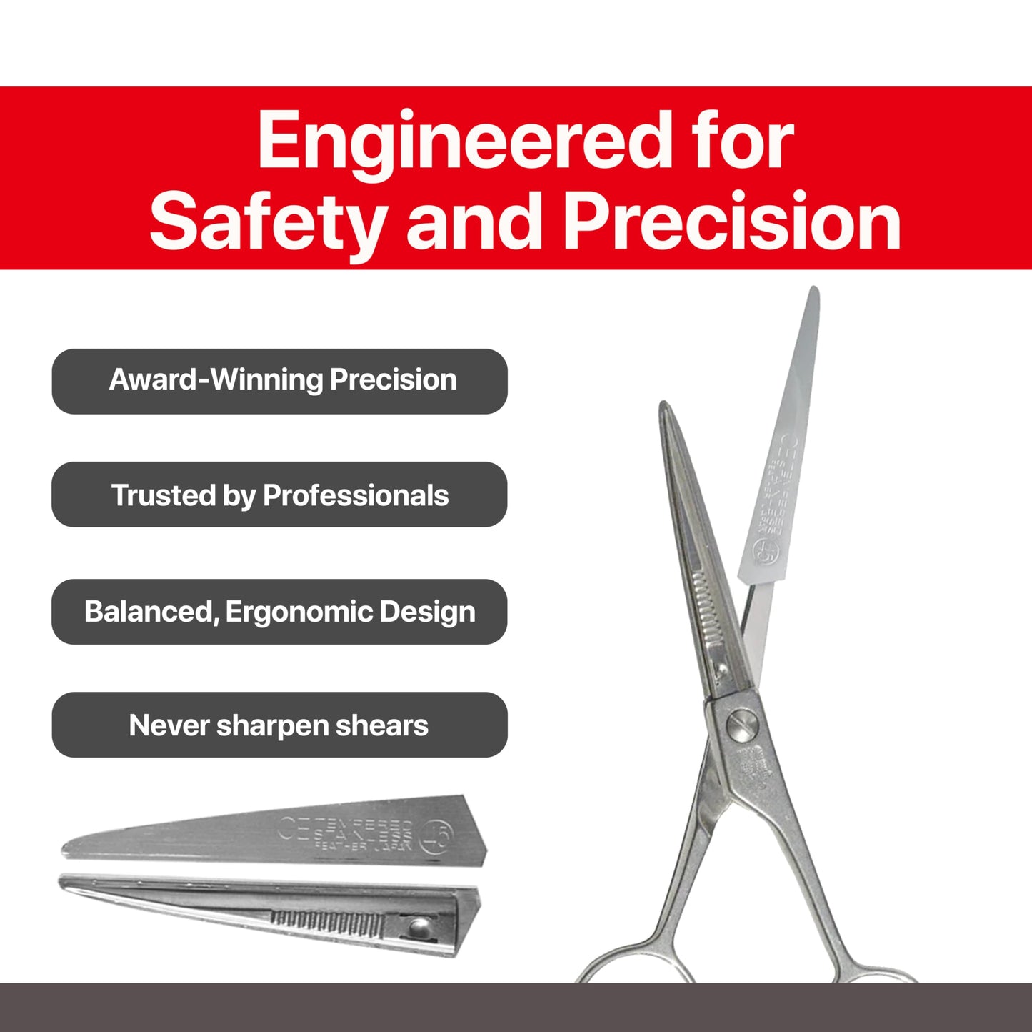 Feather - Switch-Blade Haircutting Shears Replacement Blades - for Professional Stylists & Barbers - Stainless Steel - No-Nip Tip - Made in Japan - 45 Model