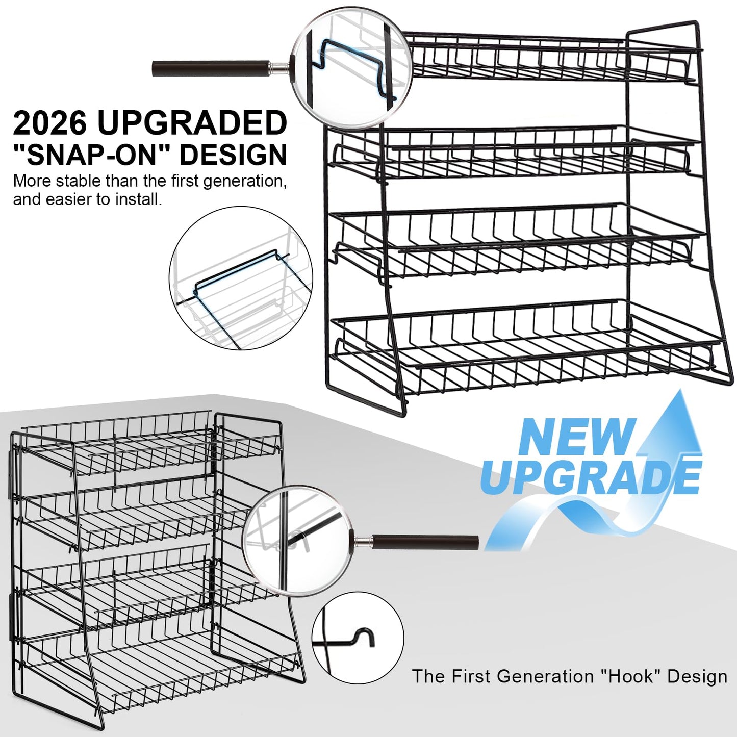 ROSROSE Candy Display Rack Countertop, Upgraded Metal Snack Rack Display Stand, Snack Organizer for Countertop, Candy Stand Chip Rack Holder, Retail Display Shelf for Store Concession, Kitchen