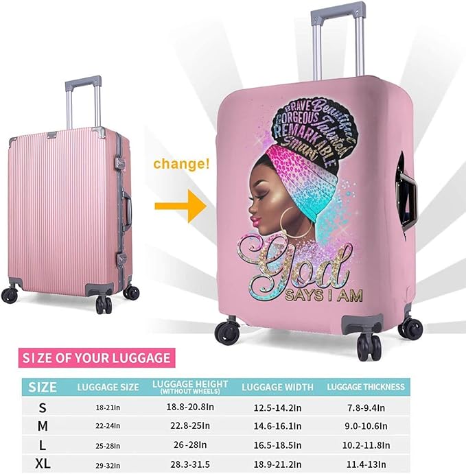 Travel Suitcase Protector Light skin african american Elastic Protective Washable Luggage Cover With Concealed Zipper Suitable For 18-32 Inch (S (for 18--21 inch luggage))