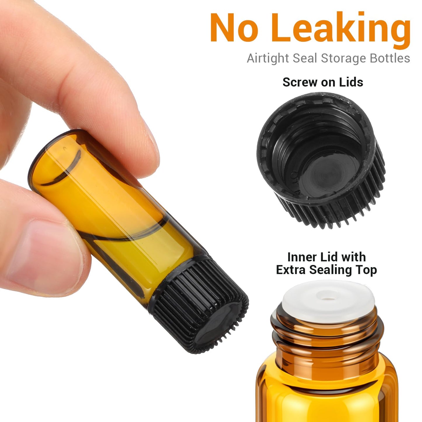 kuyeyzu 150 Pcs Mini Oil Bottles 5ml Essential Oil Bottles Amber Glass Small Sample Bottle with Orifice Reducers Funnels Droppers for Travel Sample Storage